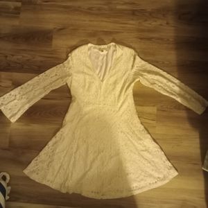 Polygram white lace long sleeve dress